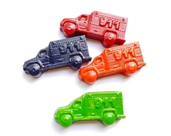 911, Ambulance Crayons, Truck Crayons, Party Favors, Transportation Party, Safety, Paramedic, Emergency Vehicle, First Responder, Chunky