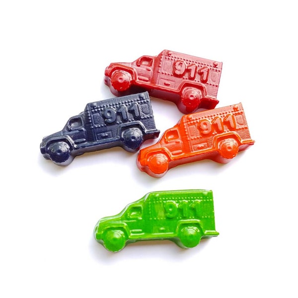 911, Ambulance Crayons, Truck Crayons, Party Favors, Transportation Party, Safety, Paramedic, Emergency Vehicle, First Responder, Chunky