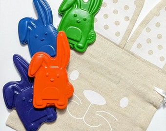 Fabric Gift Sack , Easter Crayons, Bunny Bag, Rabbit Crayons, Easter Basket Fillers, Bunny Crayons, Easter Gifts, Sugar Free Easter,Reusable