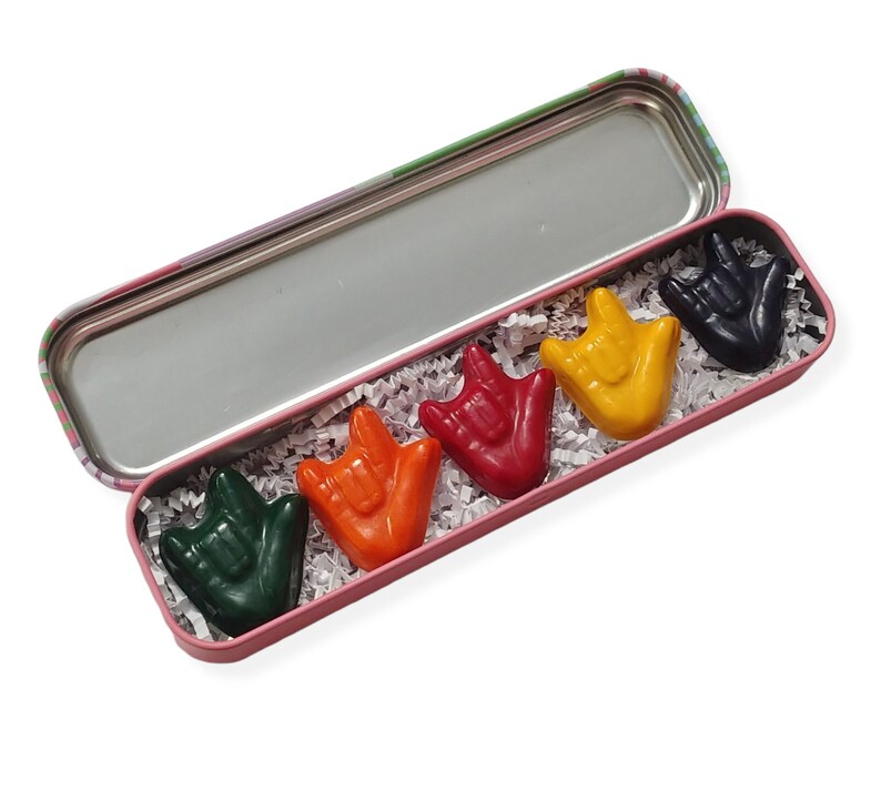 ASL I Love You Crayons Pencil Case American Sign Language Etsy