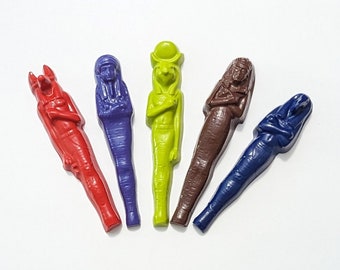 Egyptian God Crayons: Ra, Anubis, Mummy - Egypt Party Favors