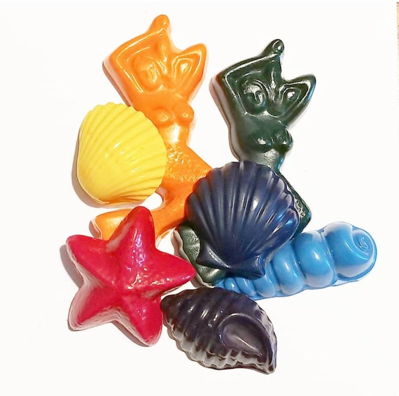 Mermaid Crayons Seashell Crayons Beach Party Beach Favors Etsy