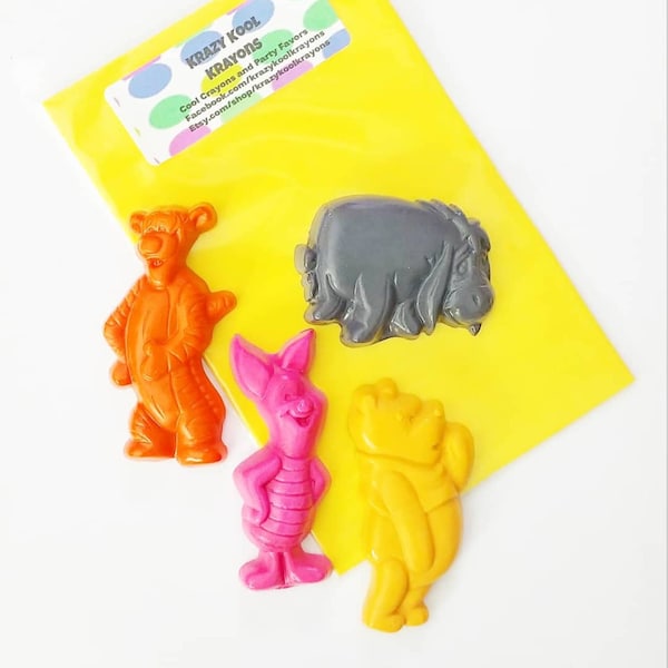 Winnie the Pooh, Pooh Bear Crayons, Eeyore, Piglet, Tigger, Pooh Bear Party, Party Favors, Birthday Gift, Custom Crayons, Cartoon Crayons