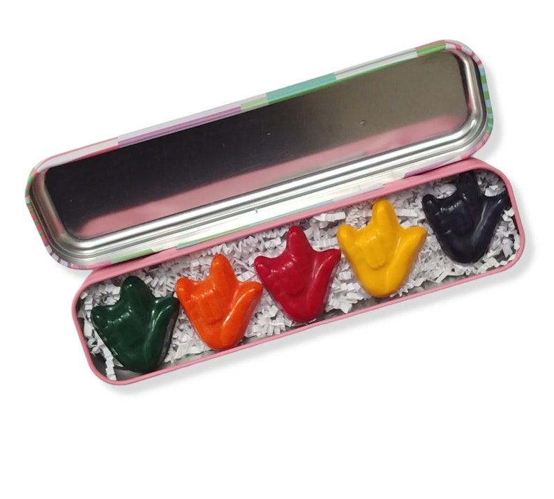 ASL I Love You Crayons Pencil Case American Sign Language Etsy