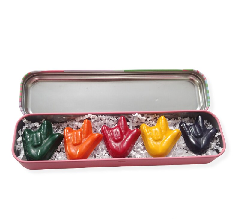 ASL I Love You Crayons Pencil Case American Sign Language Etsy