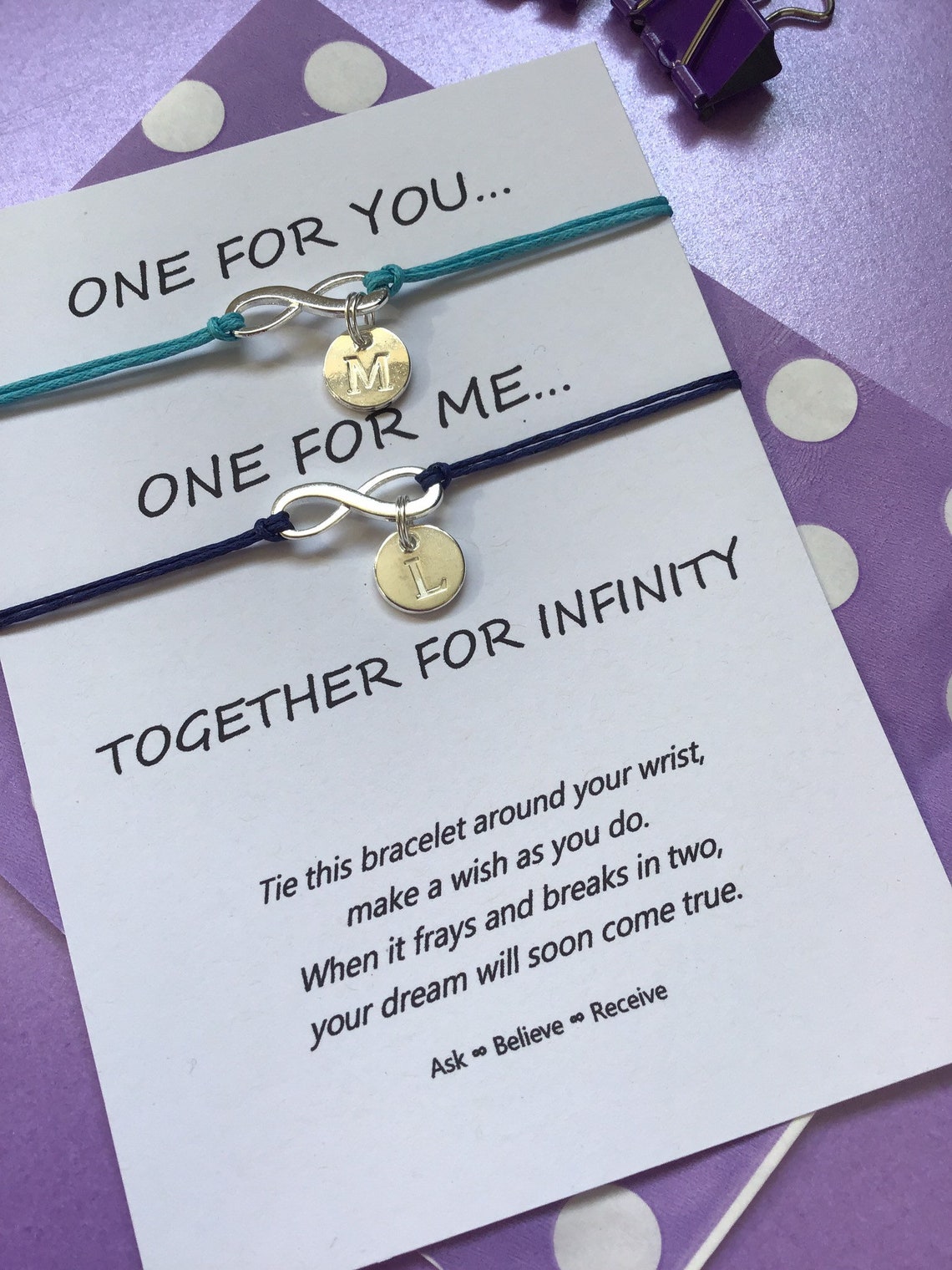 Infinity Wish Bracelet With Initial Letters Infinity String Etsy UK