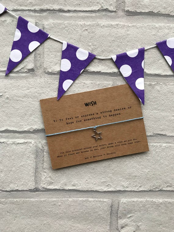 Rustic Wish Bracelet With Tibetan Silver Star Charm Kraft Card