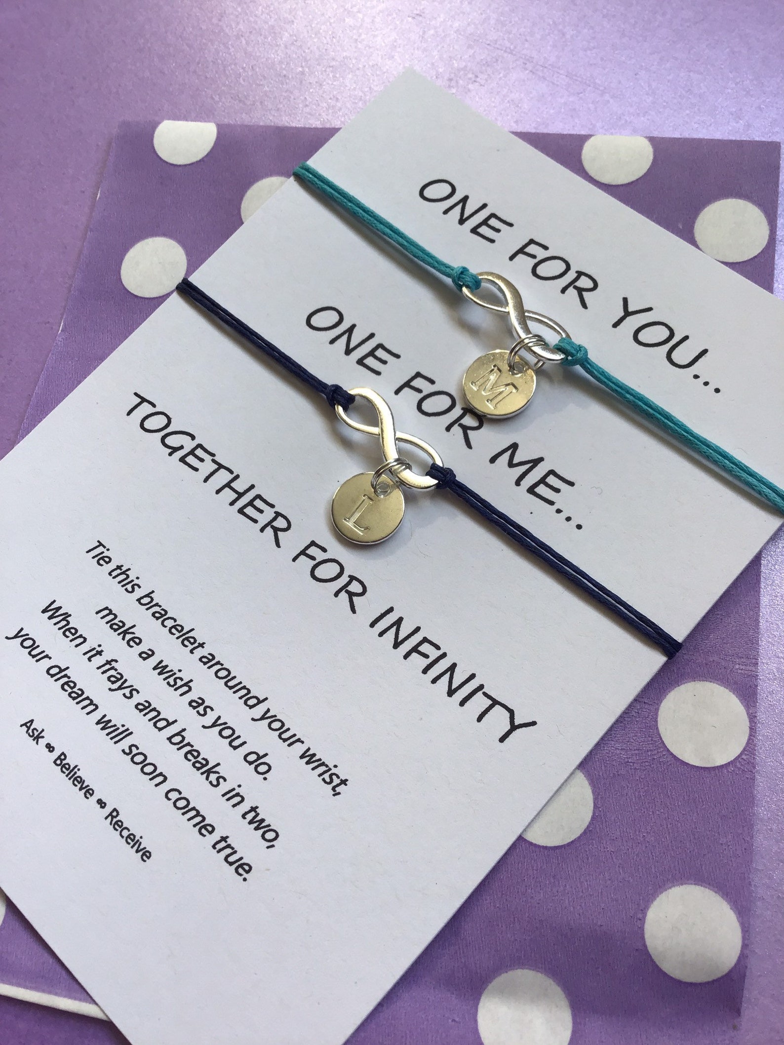 Infinity Wish Bracelet With Initial Letters Infinity String Etsy UK