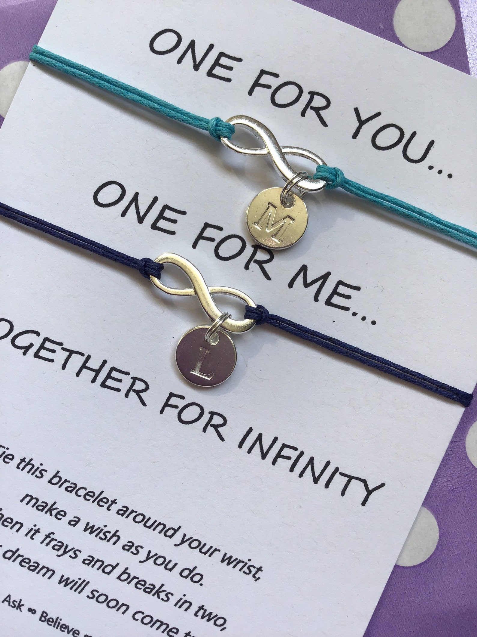 Infinity Wish Bracelet With Initial Letters Infinity String Etsy UK