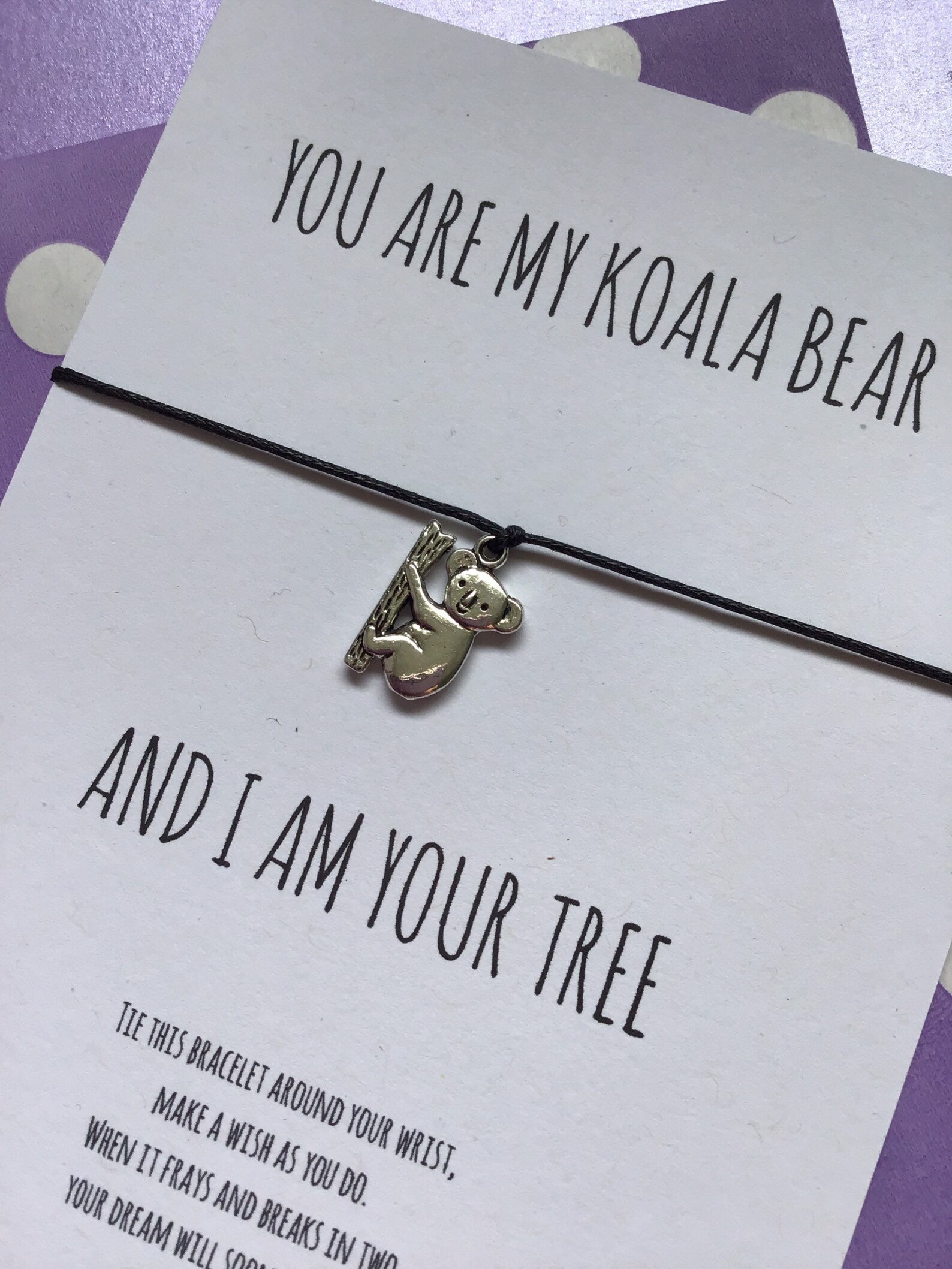 Koala Wish Bracelet Koala Charm Bracelet Boyfriend Card Etsy