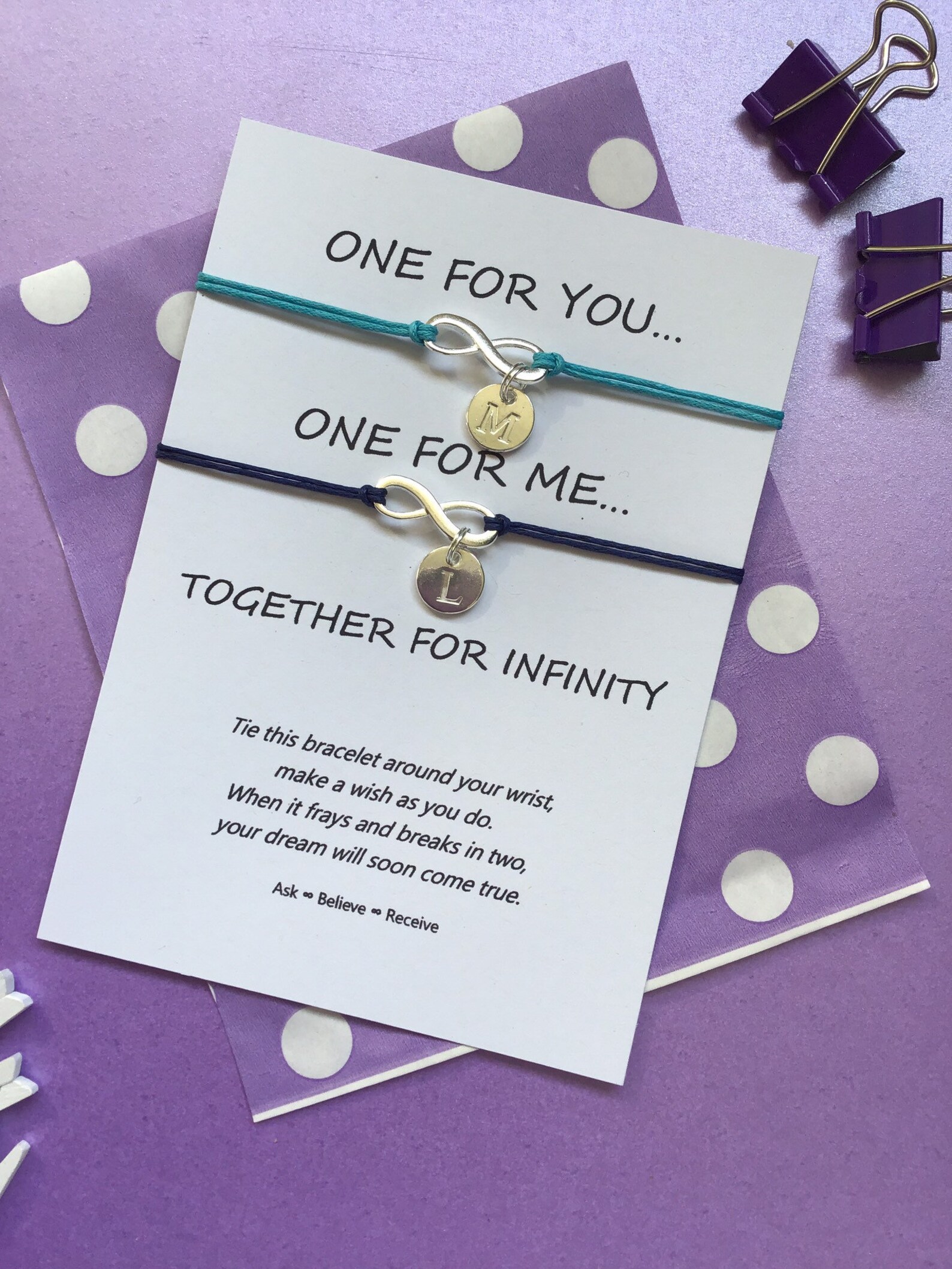 Infinity Wish Bracelet With Initial Letters Infinity String Etsy UK