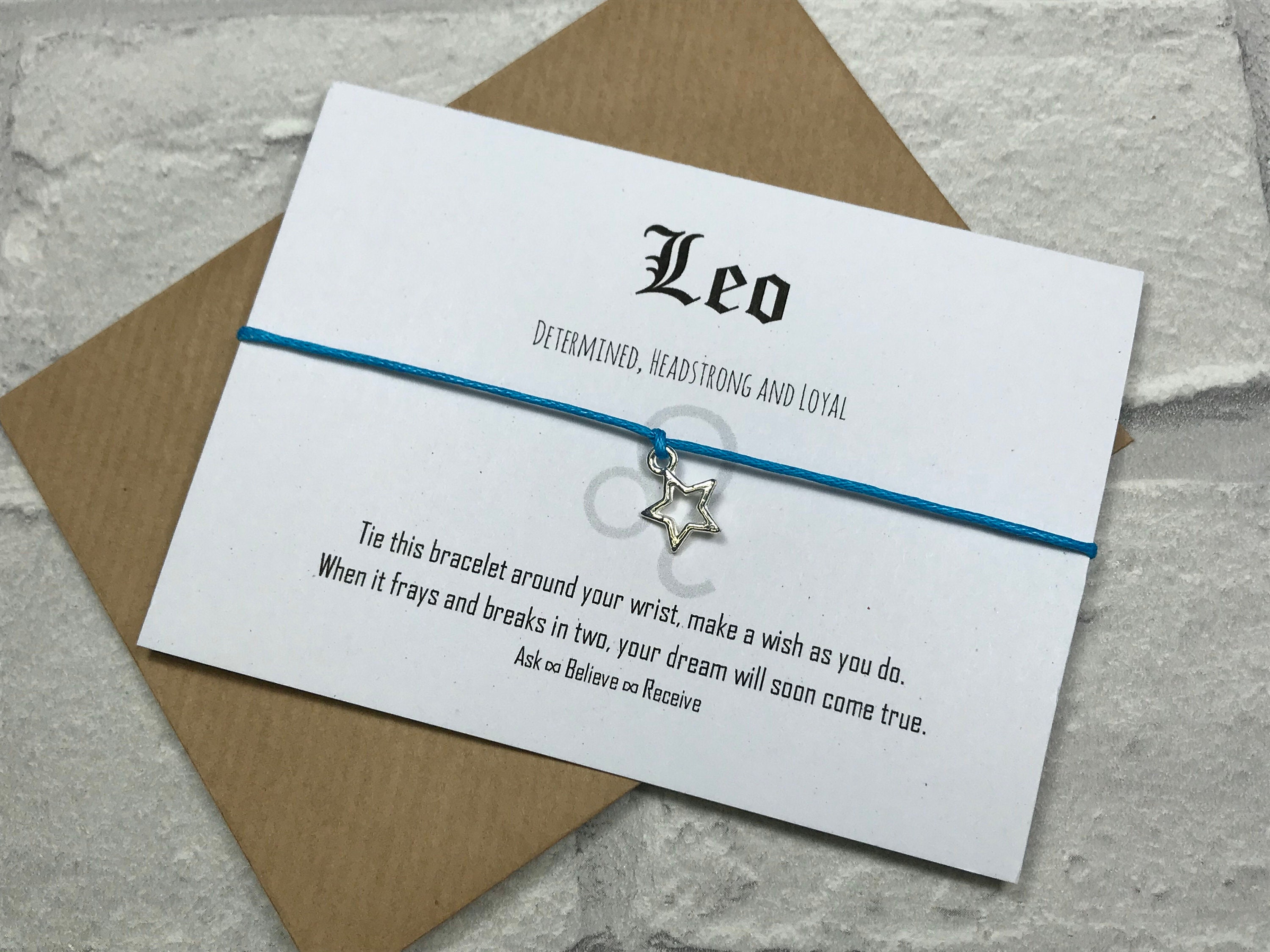Personalised Handmade LEO BIRTHDAY Wish Bracelet Horoscope Zodiac Sign 
