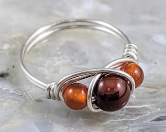 Carnelian Ring - Sterling Silver Wire, Creative Jewelry, Healing Crystals & Stones, Gift for Mom, Stress Relief, Healing Gift for Woman