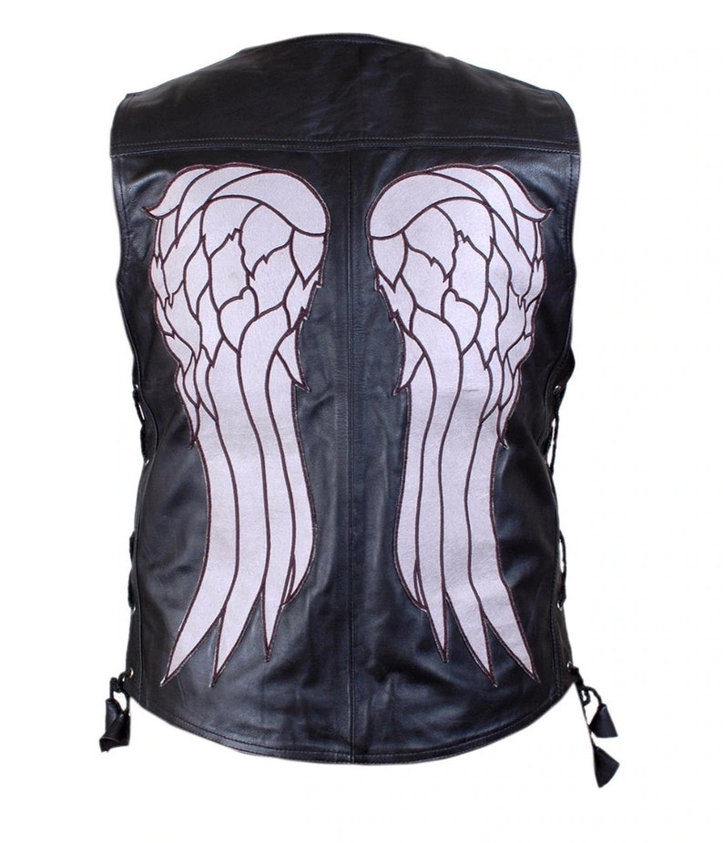 Norman Reedus Walking Dead Daryl Dixon Leather Vest with Angel Wings 