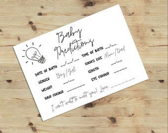 BABY PREDICTIONS (10) - Baby Shower Guestbook. Games/Activities for Gender Reveal/Christening/Scrapbook