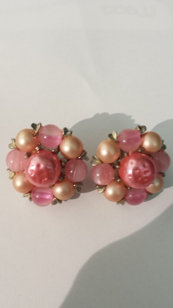 1950s vintage glass and plastic beaded earrings