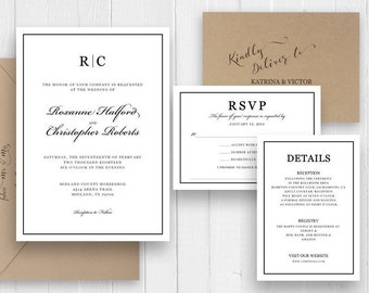 Monogram Invitation Etsy