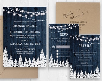 winter wedding invitations etsy