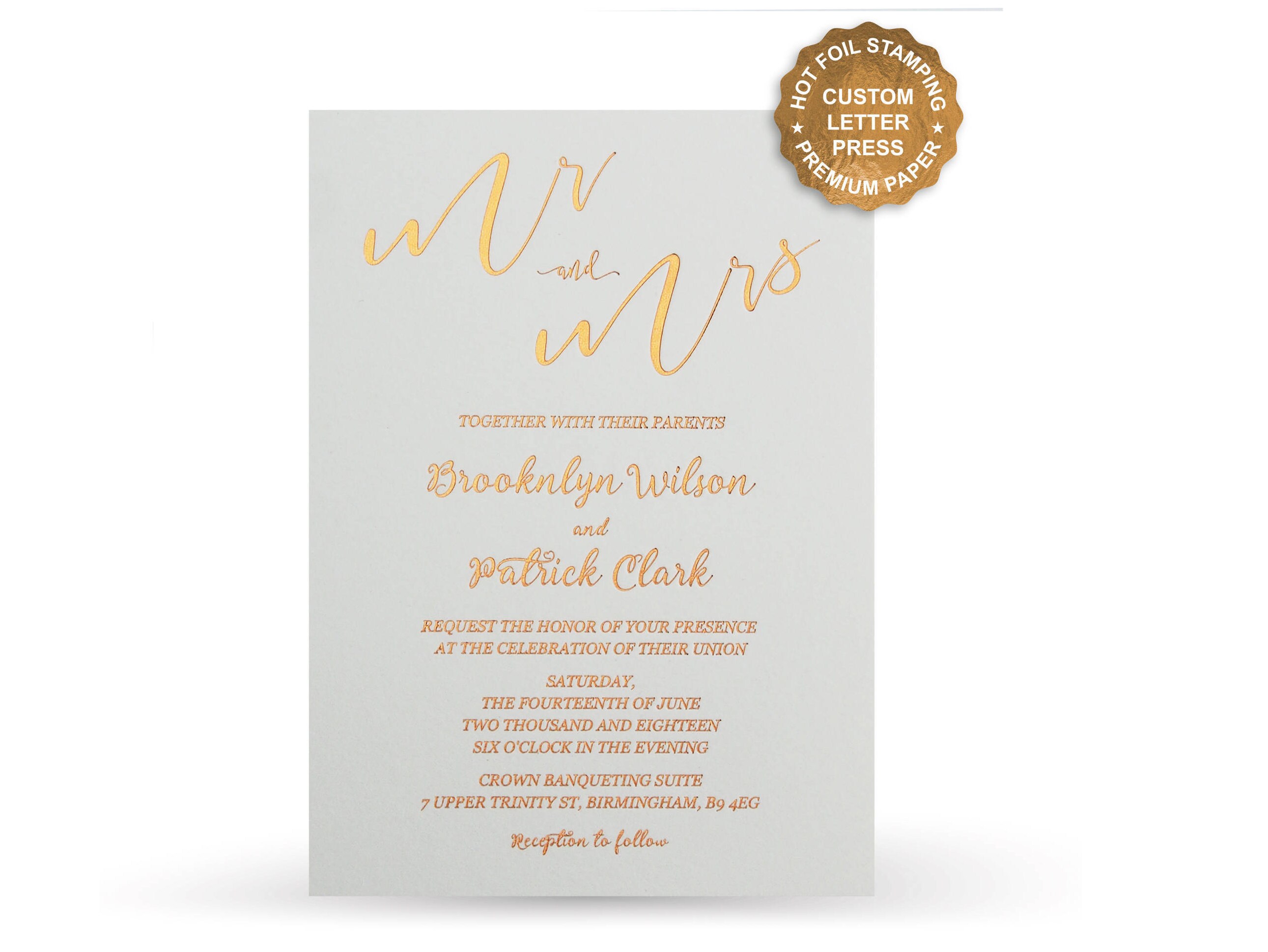 Custom Foil Invitations Affordable Hot Foil Letterpress Wedding