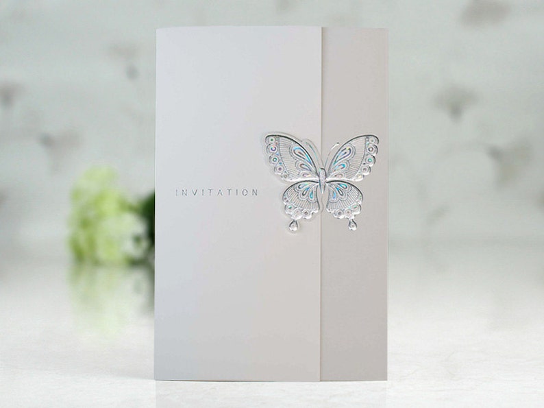 50 Butterfly Wedding Invitations Customized And Personalized For