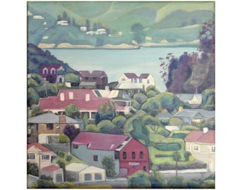 Port Chalmers New Zealand landscape painting and optional triptych ~ original art on canvas ~ contemporary NZ landscape