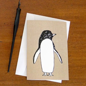 Carte pingouin à envoyer ou à encadrer ~ impression d'art pingouin à partir d'une illustration originale ~ carte de correspondance vierge ~ carte pour toutes les occasions