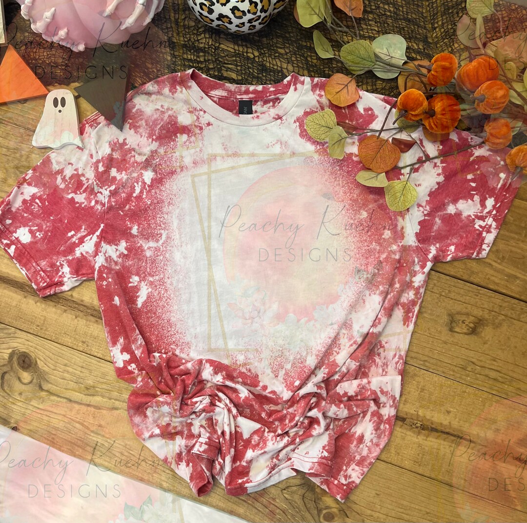 Gildan Heather Red Acid Wash Bleach Halloween Flat Lay Mock Up Etsy