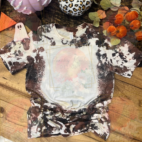 Bella canvas dark gray heather 3001CVC double cowhide bleach Halloween flat lay mock up