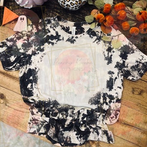 Bella canvas 3001CVC acid wash bleach Halloween flat lay mock up
