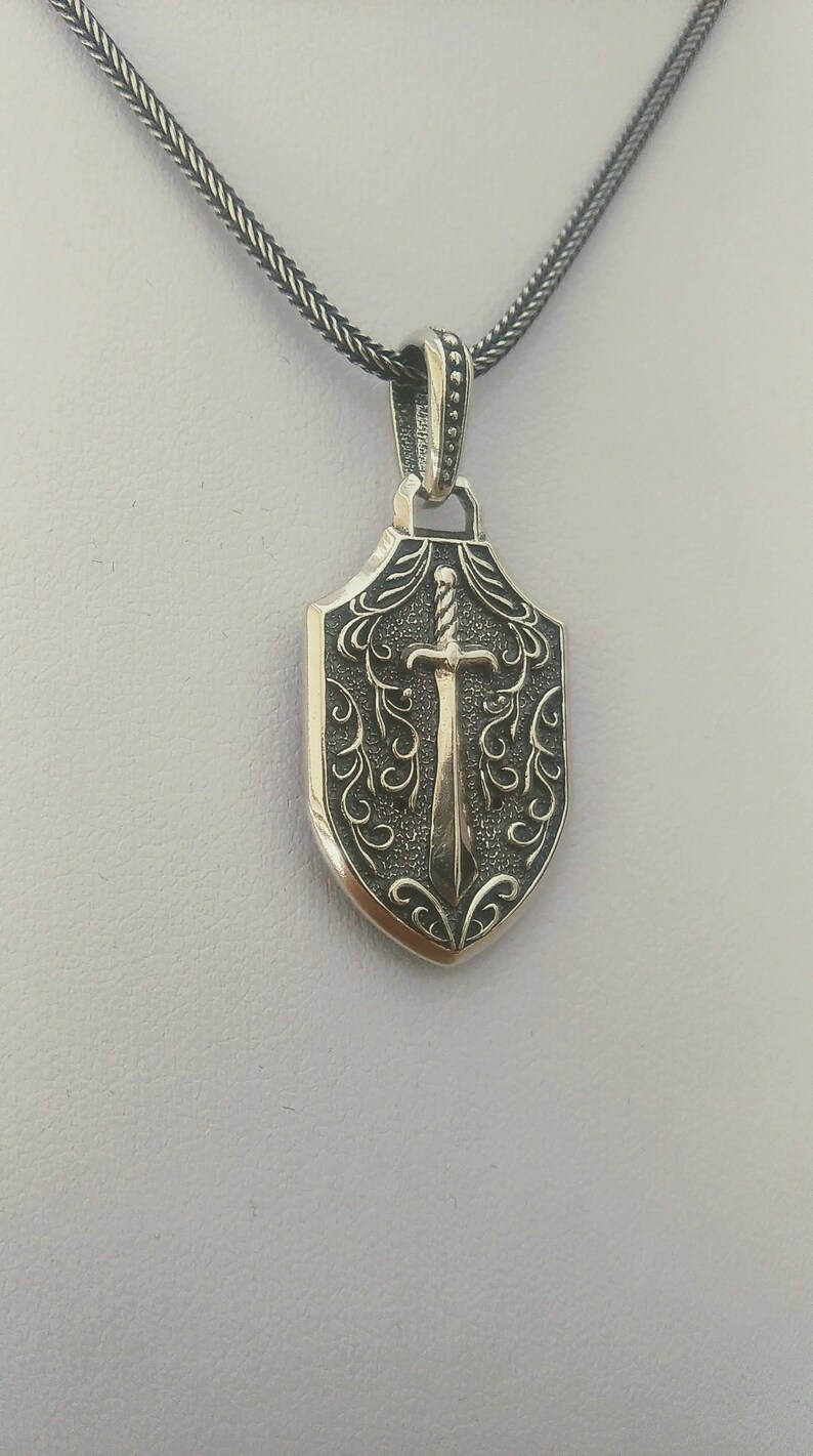 Varouxi Gothic Pendant with a skull and sword in patterns Sterling Silver 925