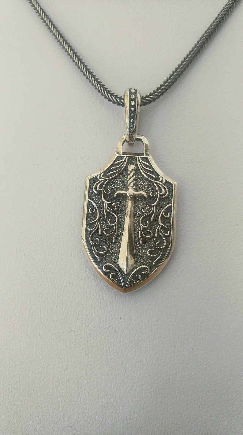 Varouxi Gothic Pendant with a skull and sword in patterns Sterling Silver 925