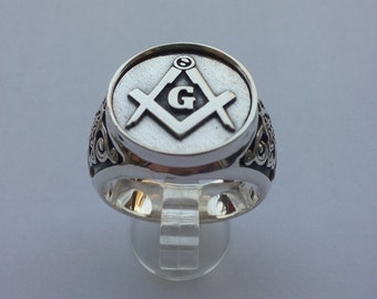 Mens Masonic Ring Handmade Freemasonry SILVER 925