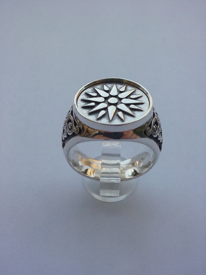 Vergina sun silver ring men star of vergina ring silver 925 etsy Vergina sun silver ring men star of vergina ring silver 925 etsy