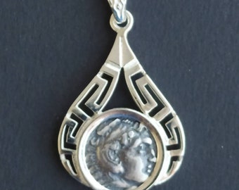 Silber Münze Anhänger - Alexander der Große - 925 Sterling Silber 336-323 BC. AR Tetradrachm.