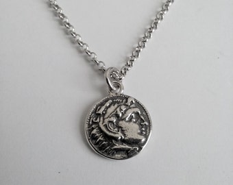 Silber Münze Anhänger - Alexander der große - 925 Sterling Silber