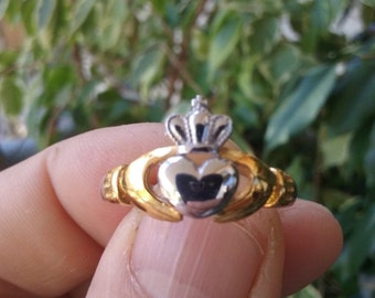 Varouxi Claddagh Two tons-Silver 925/Gold Plated k24  Jewelry  Silver Ring