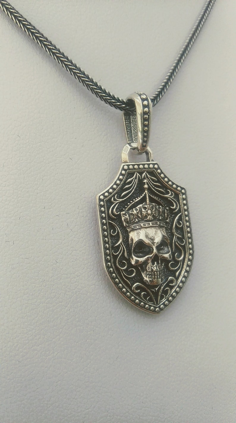 Varouxi Gothic Pendant with a skull and sword in patterns Sterling Silver 925
