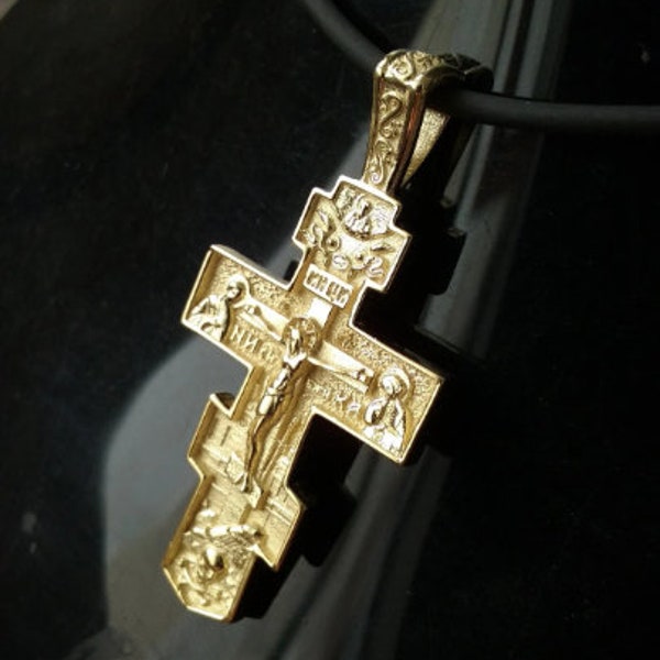 GOLD Cross 9k-14k-18k yellow Gold Cross Greek-Orthodox-Byzantine