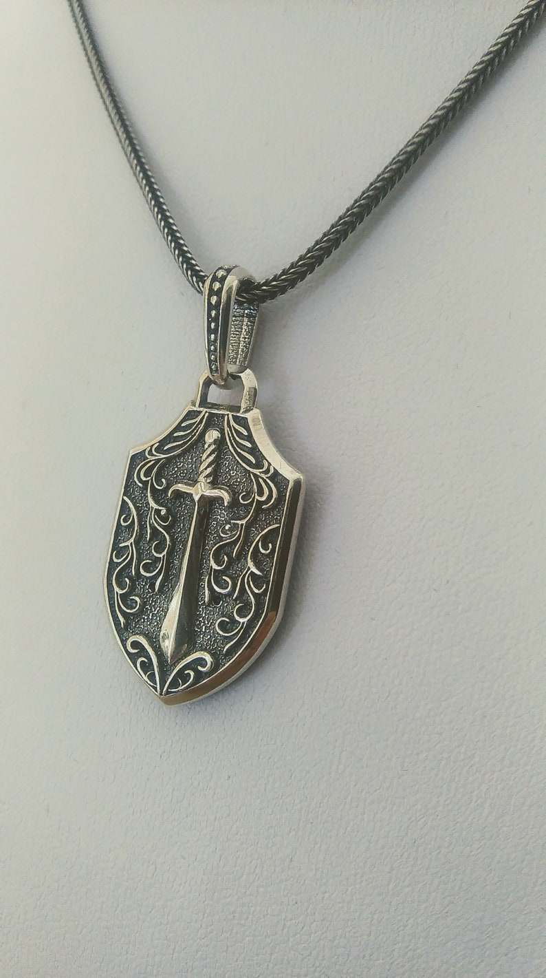 Varouxi Gothic Pendant with a skull and sword in patterns Sterling Silver 925