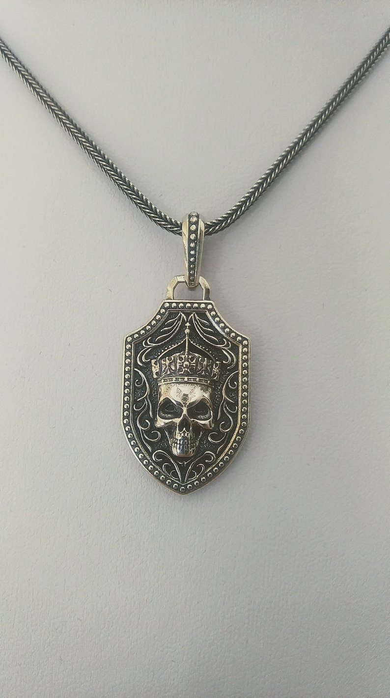 Varouxi Gothic Pendant with a skull and sword in patterns Sterling Silver 925