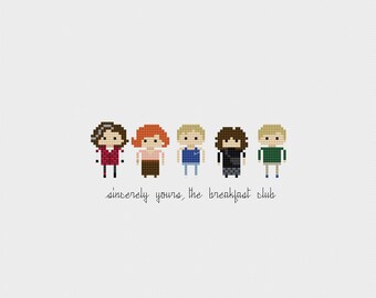 The Breakfast Club Minis Cross Stitch Pattern PDF Instant Download