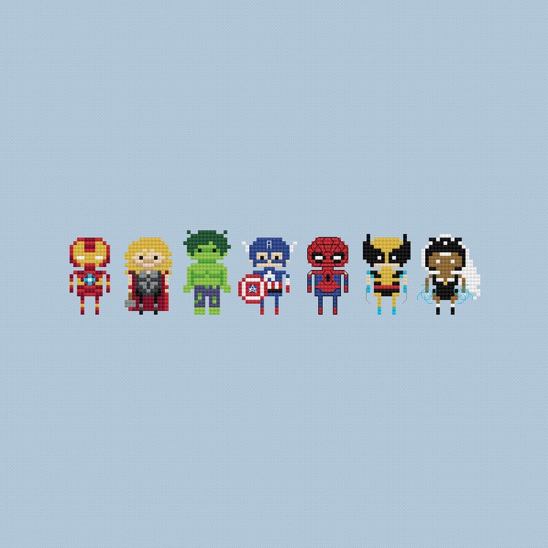 Marvel Superheroes Minis Cross Stitch Pattern PDF Instant Download image 2