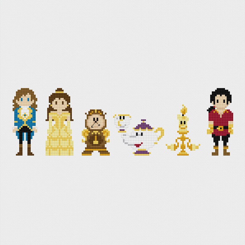 Disney Beauty & the Beast Cross Stitch Pattern PDF Instant | Etsy