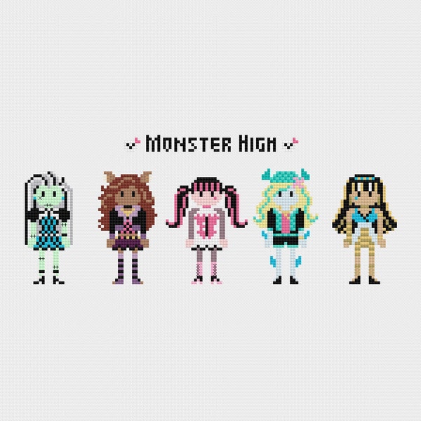 Patrón de punto de cruz Monster High PDF Descarga instantánea