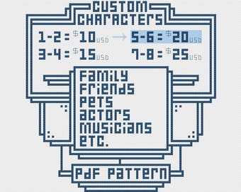 5-6 Custom Characters Cross Stitch Pattern PDF Commission