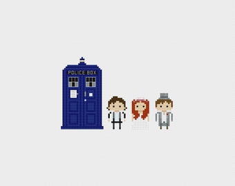 Doctor Who: Eleven, Amy, Rory, & the Tardis Wedding Cross Stitch Pattern PDF Instant Download