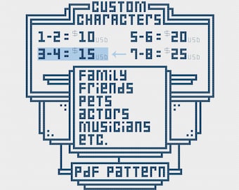3-4 Custom Characters Cross Stitch Pattern PDF Commission
