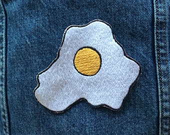 Spiegelei Aufnäher - Handgemachte Applikation ( 10,5 x 10 cm )