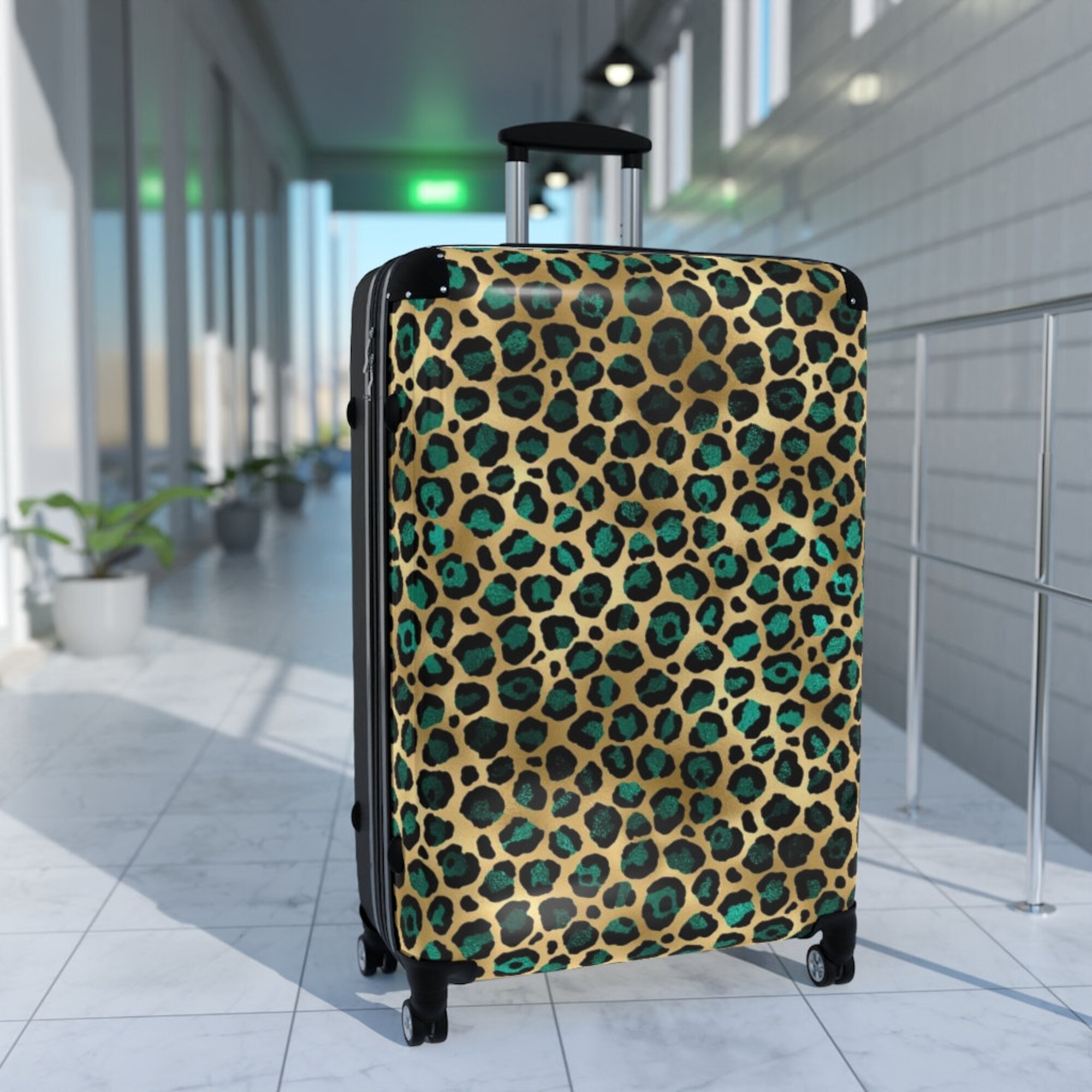 The Green & Gold Leopard Suitcase