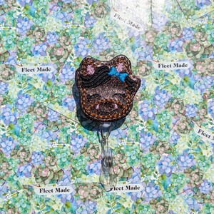 Glitter Brown Horse Badge Reel